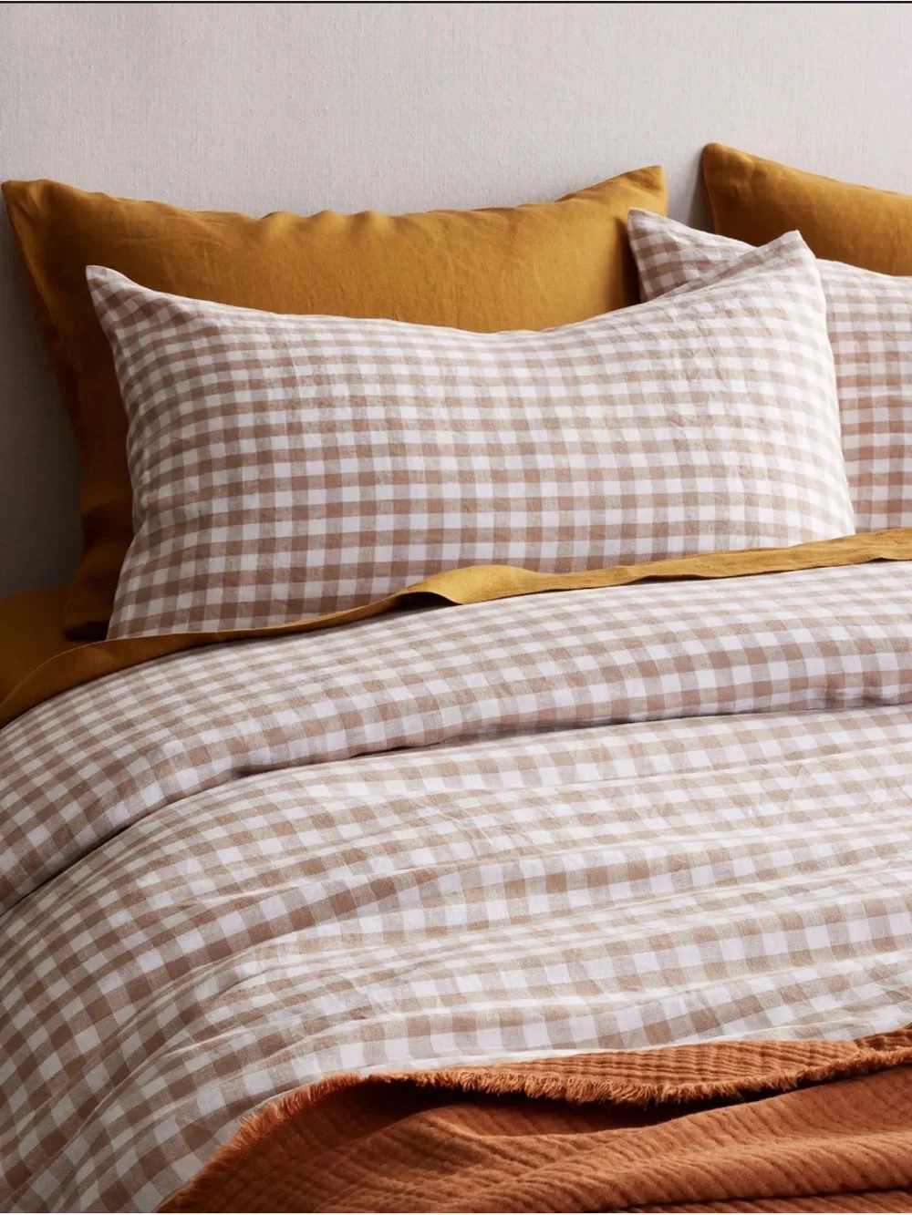 Quince NWOT European Linen Gingham Duvet Cover Set in  Cafe King Size